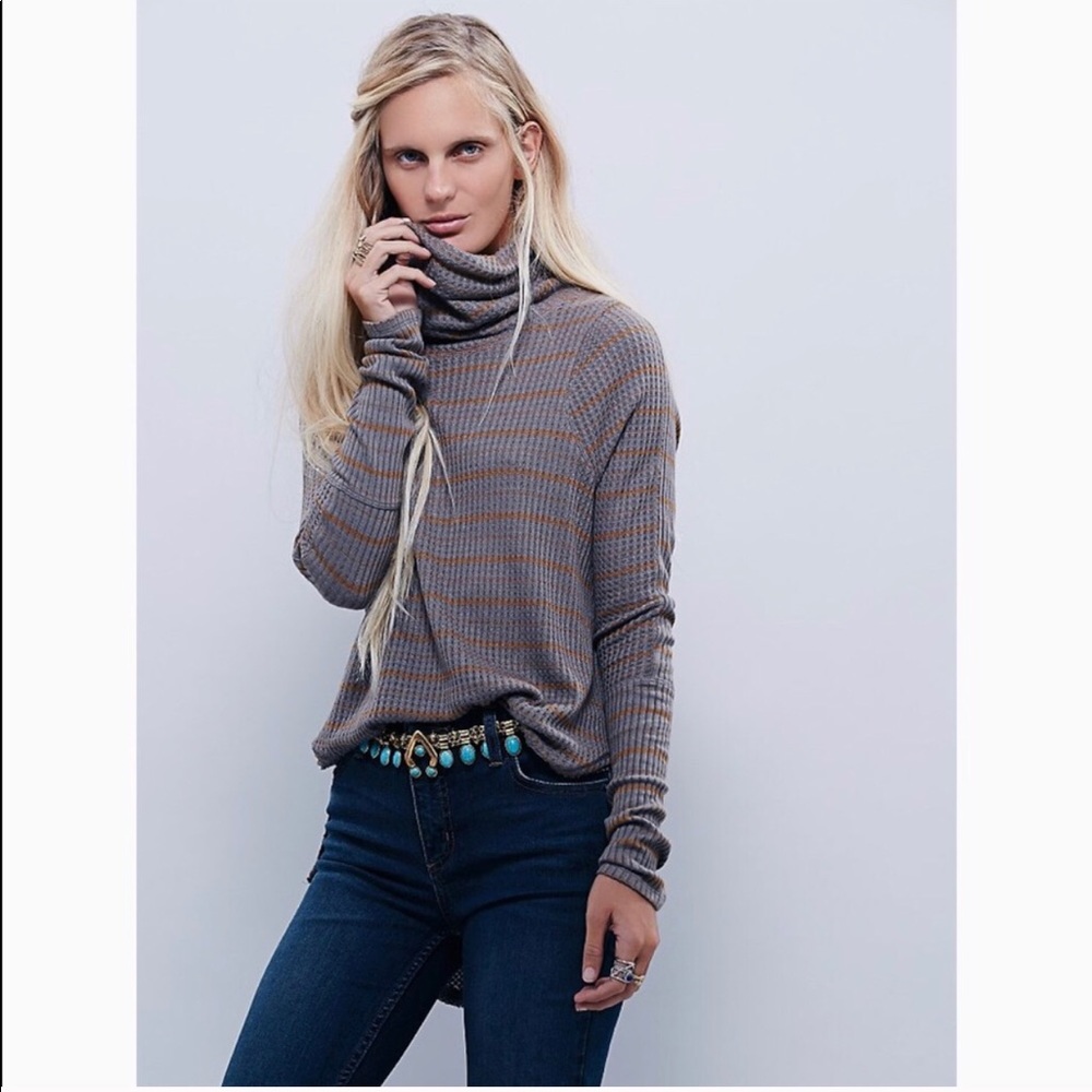 NWT Free People cowl neck waffle sweater.